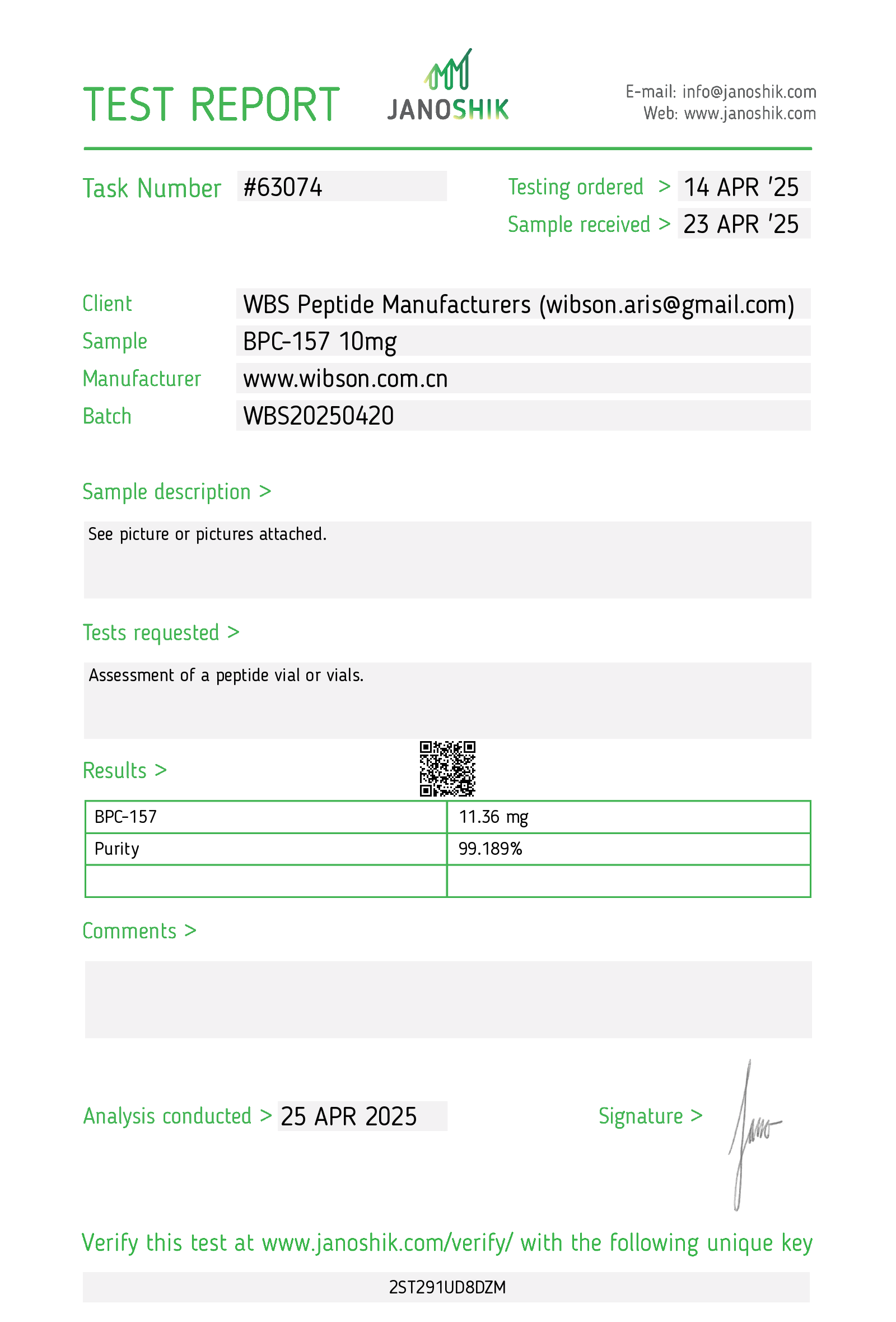 Certificate of Analysis