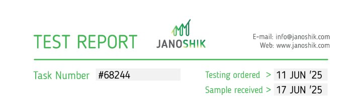 Janoshik report header for test record 68244